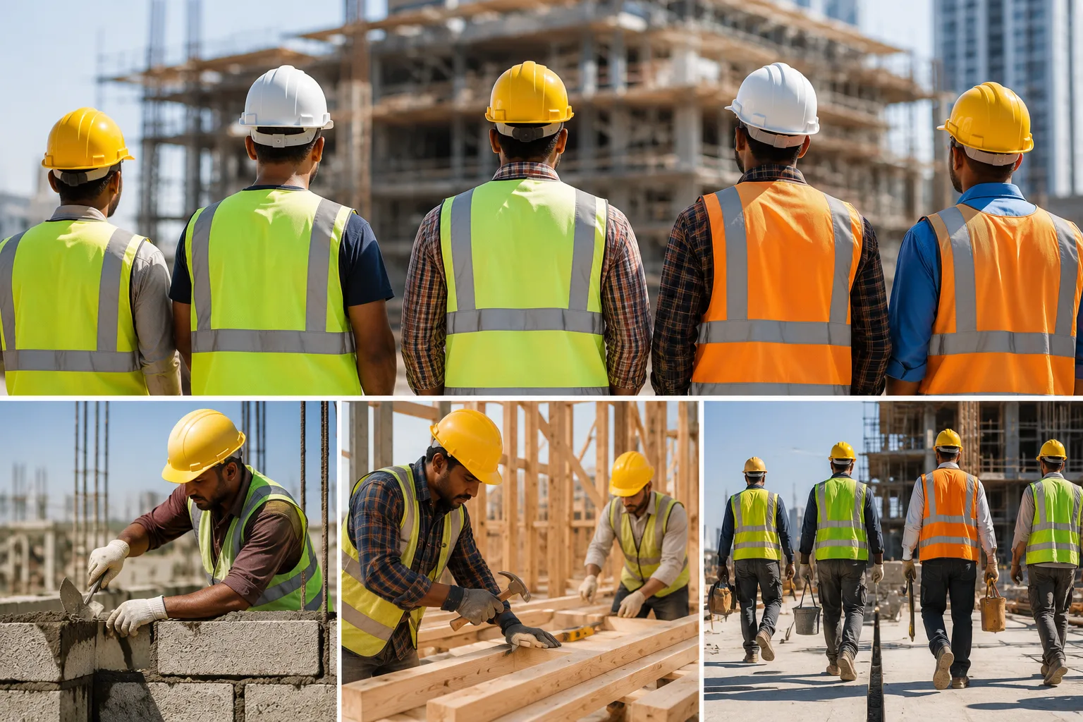 Skilled tradespeople supplied by Layl Azlam Establishment on a job site